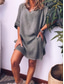 baratos design de vestidos de algodão e linho-Mulheres Branco Rosa Azul Verão Minivestido Vestidos inspirados em linho Camisetão Vestido de verão de algodão Básico Diário Final de semana Ajuste Largo Tecido Gola Redonda