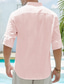 economico camicie di lino da uomo-Per uomo Camicia camicia di lino Camicia popover Camicia da spiaggia Nero Bianco Rosa Manica lunga Liscio Colletto Mao Primavera estate Informale Giornaliero Abbigliamento
