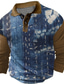 Χαμηλού Κόστους Γραφικό Polo-Συνδυασμός Χρωμάτων Ανδρικά Αφηρημένο 3D Στάμπα Βάφλα Πόλο Μπλουζάκι ΕΞΩΤΕΡΙΚΟΥ ΧΩΡΟΥ Καθημερινά Streetwear Ύφασμα βάφλας Μακρυμάνικο Απορρίπτω Μπλουζάκια πόλο Μαύρο Βαθυγάλαζο Άνοιξη Τ M L
