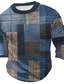 cheap Men&#039;s Graphic Tshirt-Graphic Color Block Patchwork Designer Retro Vintage Casual Men&#039;s 3D Print T shirt Tee Waffle T Shirt Sports Outdoor Holiday Going out T shirt Blue Brown Green Long Sleeve Crew Neck Shirt Spring