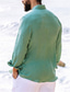 Χαμηλού Κόστους ανδρικά λινά πουκάμισα-Ανδρικά Πουκάμισο λινό πουκάμισο Πουκάμισο με κουμπιά Πουκάμισο παραλίας Λευκό Θαλασσί Σκούρο πράσινο Μακρυμάνικο Σκέτο Πέτο Άνοιξη &amp; Χειμώνας Causal Καθημερινά Ρούχα