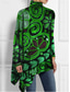 cheap Boho tee-Women&#039;s T Shirt Fashion Floral Print Asymmetric Hem Long Sleeve Long Tops High Neck Casual Holiday Red Blue Green Spring &amp;  Fall