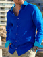 ieftine cămăși de in pentru bărbați-Bărbați Cămașă cămașă de in Camașă cu nasturi Cămașă de plajă Albastru piscină Manșon Lung Bloc Culoare Rever Primăvara &amp; toamnă Casual Zilnic Îmbrăcăminte Lipitură