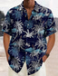 billige Hawaiiskjorter-Grafisk Palme træ Palmeblad Hawaiiansk Herre Udendørsbeklædning Dagligdagstøj Weekend Sommer Aftæpning Kortærmet Blå Grå S M L Skjorte Normal