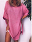 baratos design de vestidos de algodão e linho-Mulheres Branco Rosa Azul Verão Minivestido Vestidos inspirados em linho Camisetão Vestido de verão de algodão Básico Diário Final de semana Ajuste Largo Tecido Gola Redonda