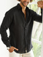 Χαμηλού Κόστους ανδρικά λινά πουκάμισα-Ανδρικά Πουκάμισο λινό πουκάμισο Πουκάμισο με κουμπιά Πουκάμισο παραλίας Μαύρο Μακρυμάνικο Σκέτο Πέτο Άνοιξη &amp; Χειμώνας Causal Καθημερινά Ρούχα Μπροστινή τσέπη