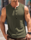 voordelige Sportschool tanktops-Voor heren Singlet Vest Top Onderhemd Mouwloos shirt Mouwloos Henley Zomer Effen Modieus Spier Buiten Uitgaan Sportschool Zwart Wit Bruin Top T-shirt voor mannen