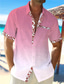 billige Hawaiiskjorter-Hældning Afslappet Herre Skjorte udendørs Gade Afslappet / Hverdag Sommer Aftæpning Kortærmet Gul Lyserød Blå S M L Skjorte
