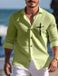 cheap Men&#039;s Printed Shirts-Men&#039;s Cotton Linen Shirt Linen Shirt Faith Print Long Sleeve Lapel Black, White, Pink Shirt Outdoor Daily Vacation