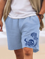levne Pánské kraťasy-pánské bavlněné šortky letní šortky plážové šortky potisk stahovací šňůrka v pase kokosový palmový sprej pohodlí prodyšná krátká dovolená venku směs bavlny havajská ležérní bílá růžová