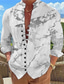 cheap Men&#039;s Printed Shirts-Marble Artistic Men&#039;s Shirt Daily Wear Going out Weekend Spring &amp; Summer Standing Collar Long Sleeve White, Purple, Khaki S, M, L Slub Fabric Shirt