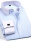 baratos Camisas Vestido-Homens Camisa Social Saia camisa de botão Branco Rosa Azul Manga Longa Tecido Lapela Primavera &amp; Outono Escritório e Carreira Festa de Casamento Roupa Bolso frontal