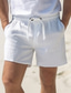 cheap Men&#039;s Shorts-Men&#039;s Shorts Linen Shorts Summer Shorts Pocket Drawstring Elastic Waist Plain Comfort Breathable Outdoor Daily Going out Linen Cotton Blend Fashion Casual Black White