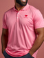 ieftine Polo Grafic-Ziua Îndrăgostiților inimă imprimeu casual pentru bărbați 3d îmbrăcăminte zilnică în aer liber îmbrăcăminte de stradă poliester cu mânecă scurtă tricouri polo turndown alb roz primăvară&amp;amp; vara s m
