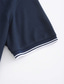 cheap Classic Polo-Men&#039;s Polo Shirt Button Up Polos Work Business Lapel Short Sleeve Fashion Basic Stripes Button Summer Regular Fit Navy Blue Polo Shirt