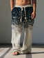 tanie lniane spodnie-Męskie Zabytkowe Geometryczny Lniane spodnie Spodnie Średni Talia Na zewnątrz Dzienne zużycie Streetwear Jesień i zima Regularny