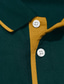 billiga klassisk polo-Herr POLO Shirt Knapp upp Polos Ledigt Sport Kavajslag Kortärmad Mode Grundläggande Färgblock Lappverk Sommar Normal Svart Rubinrött Mörkgrön POLO Shirt