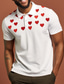 cheap Graphic Polo-Valentine&#039;s Day Heart Men&#039;s Casual Print 3D Outdoor Daily Wear Streetwear  Polyester Short Sleeve Turndown Polo Shirts Pink Wine Spring &amp; Summer S M L Micro-elastic