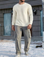 cheap Waffle Knit Tee-Men's Waffle Tee T Shirt Waffle Knit Tee Tee Top Long Sleeve Crew Neck Spring &amp;  Fall Plain Fashion Designer Basic Front Pocket Vacation Street Going out White Top Tee for Men
