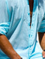 baratos camisas masculinas casuais-Homens Camisa Social camisa de botão Camisa casual camisa de praia Preto Azul Manga Longa Tecido Lapela Diário Férias Roupa Moda Casual Confortável