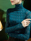 cheap Lace Tops-Shirt Blouse Women&#039;s Black White Blue Plain Lace Casual Fashion High Neck Slim S