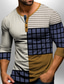 cheap Men&#039;s Graphic Tshirts-Graphic Patchwork Fashion Daily Casual Men&#039;s 3D Print Henley Shirt Casual Holiday Going out T shirt Red Brown Green Long Sleeve Henley Shirt Spring &amp;  Fall Clothing Apparel S M L XL XXL 3XL 4XL