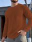 cheap Waffle Knit Tee-Men's Waffle Tee T Shirt Waffle Knit Tee Tee Top Long Sleeve Crew Neck Spring &amp;  Fall Plain Fashion Designer Basic Front Pocket Vacation Street Going out White Top Tee for Men
