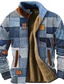 abordables hoodies graphiques-Graphic Mosaïque Homme du quotidien Sweat zippé Vacances Sortie Sweats Bleu Bleu Ciel manche longue Mao Toison Hiver Designer Sweat à capuche