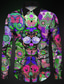 cheap Men&#039;s Printed Shirts-Carnival Floral Skull Abstract Gothic Men&#039;s Shirt  Daily Wear Going out Fall &amp; Winter Turndown Long Sleeve Red, Blue, Purple S, M, L 4-Way Stretch Fabric