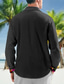 cheap Men&#039;s Linen Shirts-Men&#039;s Shirt Linen Shirt Button Up Shirt Beach Shirt Black White Pink Long Sleeve Floral Lapel Spring &amp;  Fall Casual Daily Clothing Apparel Splice