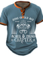 billige T-shirt med tryk til mænd-Grafisk Breve Dødningehoveder Mode Retro / vintage Klassisk Herre 3D-udskrivning T-shirt Henley-skjorte Sport &amp; Udendørs Ferie I-byen-tøj T-shirt Blå militærgrøn Mørkeblå Kortærmet Henley Skjorte