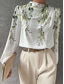 ieftine Topuri florale-Bluză pentru femei fashion florală imprimeu cu fluturi mânecă lungă bluze regulate guler rotund lucru albastru regal albastru violet verde khaki primăvară și toamnă