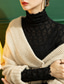 cheap Lace Tops-Shirt Blouse Women&#039;s Black White Blue Plain Lace Casual Fashion High Neck Slim S
