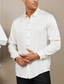 billige mænds fritidsskjorter-Herre Skjorte Button Up skjorte Casual skjorte Silkeskjorte i satin Sort Hvid Mørkeblå Langærmet Vanlig Knaphul Daglig Ferierejse Tøj Mode Afslappet Bekvem