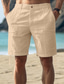 cheap Men&#039;s Shorts-Men&#039;s Shorts Linen Shorts Summer Shorts Button Pocket Plain Comfort Breathable Short Casual Daily Holiday Linen Cotton Blend Fashion Designer White Navy Blue