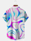 billige Skjorter med tryk til mænd-3D Print Abstrakt Herre Skjorte Dagligdagstøj I-byen-tøj Weekend Efterår Aftæpning Kort Ærme Hvid, Blå S, M, L 4-vejs strækstof Skjorte