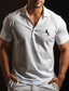 billiga klassisk polo-Herr POLO Shirt Knapp upp Polos Ledigt Sport Kavajslag Kortärmad Mode Grundläggande Häst Broderad Sommar Normal Svart Vit Marinblå Ljusgrå POLO Shirt