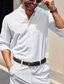cheap Men&#039;s Linen Shirts-Men&#039;s Shirt Button Up Shirt Beach Shirt Black White Blue Long Sleeve Plain Band Collar Spring &amp;  Fall Casual Daily Clothing Apparel