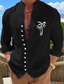 Χαμηλού Κόστους ανδρικά πουκάμισα casual-Ανδρικά Πλένεται βαμβακερό ύφασμα Πουκάμισο λινό πουκάμισο Φοίνικας Στάμπα Κουμπί-Κάτω Μακρυμάνικο Όρθιος γιακάς Μαύρο, Λευκό, Ανθισμένο Ροζ Πουκάμισο Καθημερινά Ρούχα Εξόδου Σαββατοκύριακο