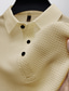cheap Classic Polo-Men&#039;s Waffle Polo Shirt Button Up Polos Casual Sports Lapel Short Sleeve Fashion Basic Plain Knitted Summer Regular Fit Black White Navy Blue Khaki Dark Blue Gray Waffle Polo Shirt