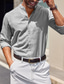 cheap Men&#039;s Linen Shirts-Men&#039;s Shirt Button Up Shirt Beach Shirt Black White Blue Long Sleeve Plain Band Collar Spring &amp;  Fall Casual Daily Clothing Apparel