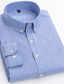 abordables Camisas de vestir-Hombre Camisa Camisa para Vestido Camisa con botones Rojo Azul Gris Manga Larga Rayas Cuello Americano Primavera &amp; Otoño Oficina y carrera Fiesta de Boda Ropa Bolsillo delantero