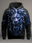 cheap Graphic Hoodies-Graphic Lion Men&#039;s Fashion 3D Print Hoodie Vacation Going out Streetwear Hoodies Black Red Long Sleeve Hooded Print Front Pocket Spring &amp;  Fall Designer Hoodie Sweatshirt