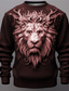 abordables hoodies graphiques-Graphic Lion Homme Mode 3D effet Sweat à capuche Vacances Sortie Vêtement de rue Sweats Rouge Vert manche longue Col Ras du Cou Imprimer Printemps &amp; Automne Designer Sweat à capuche