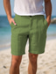 baratos Calções para Homem-Homens Calção Shorts de linho Shorts de verão Botão Bolsos Perna reta Tecido Conforto Respirável Curto Casual Diário Feriado Moda Designer Branco Azul Céu