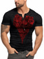 tanie T-shirty męskie z nadrukiem-Róża Graficzny Walentynki Moda Retro / vintage Klasyczny Męskie Druk 3D Podkoszulek Koszula Henley Sporty na świeżym powietrzu Święto Wyjściowe Podkoszulek Czarny Czerwony Krótki rękaw Henley Koszula