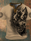tanie T-shirty męskie z nadrukiem-Graficzny Wilk Moda Retro / vintage Klasyczny Męskie Druk 3D Podkoszulek Koszula Henley Sporty na świeżym powietrzu Święto Wyjściowe Podkoszulek Biały Czerwony Brązowy Krótki rękaw Henley Koszula