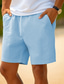 baratos Calções para Homem-Homens Calção Shorts de linho Shorts de verão Bolsos Com Cordão Cintura elástica Tecido Conforto Respirável Ao ar livre Diário Para Noite Moda Casual Branco Azul Céu