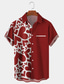 cheap Men&#039;s Printed Shirts-Heart Color Block Holiday Hawaiian Casual Men&#039;s Shirt Date Going out Valentine Summer Turndown Short Sleeve Dark Red, Red S, M, L 4-Way Stretch Fabric Shirt Normal Valentine&#039;s Day