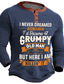 cheap Men&#039;s Graphic Tshirts-Graphic Letter Old Man Fashion Daily Casual Men&#039;s 3D Print Henley Shirt Casual Holiday Going out T shirt Black Navy Blue Army Green Long Sleeve Henley Shirt Spring &amp;  Fall Clothing Apparel S M L XL